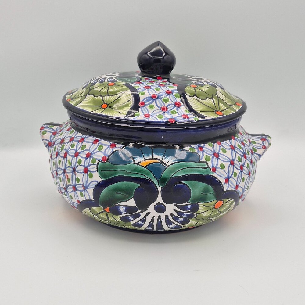 Talavera Pottery Lidded Soup Bowl Mexican